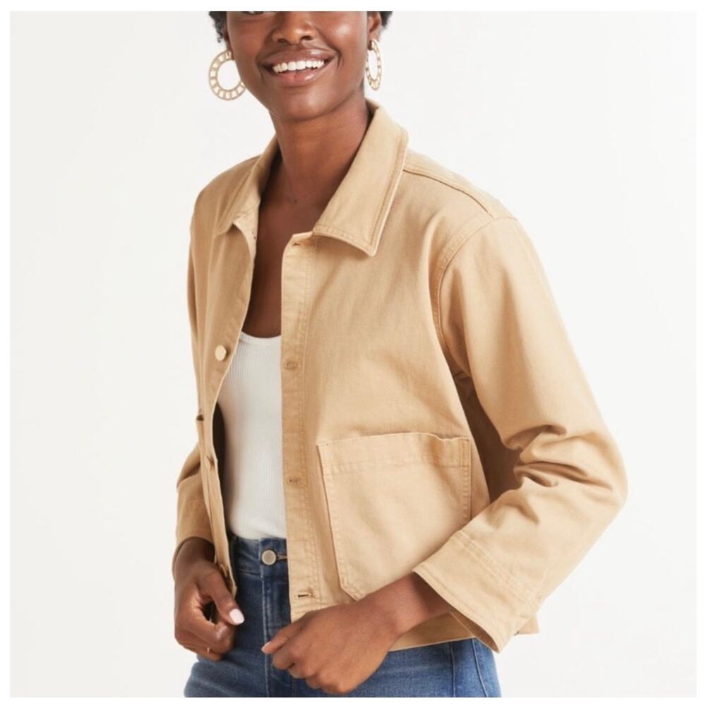 DL1961 Tilda Khaki Tan Swing Crop Utility Shirt Jacket